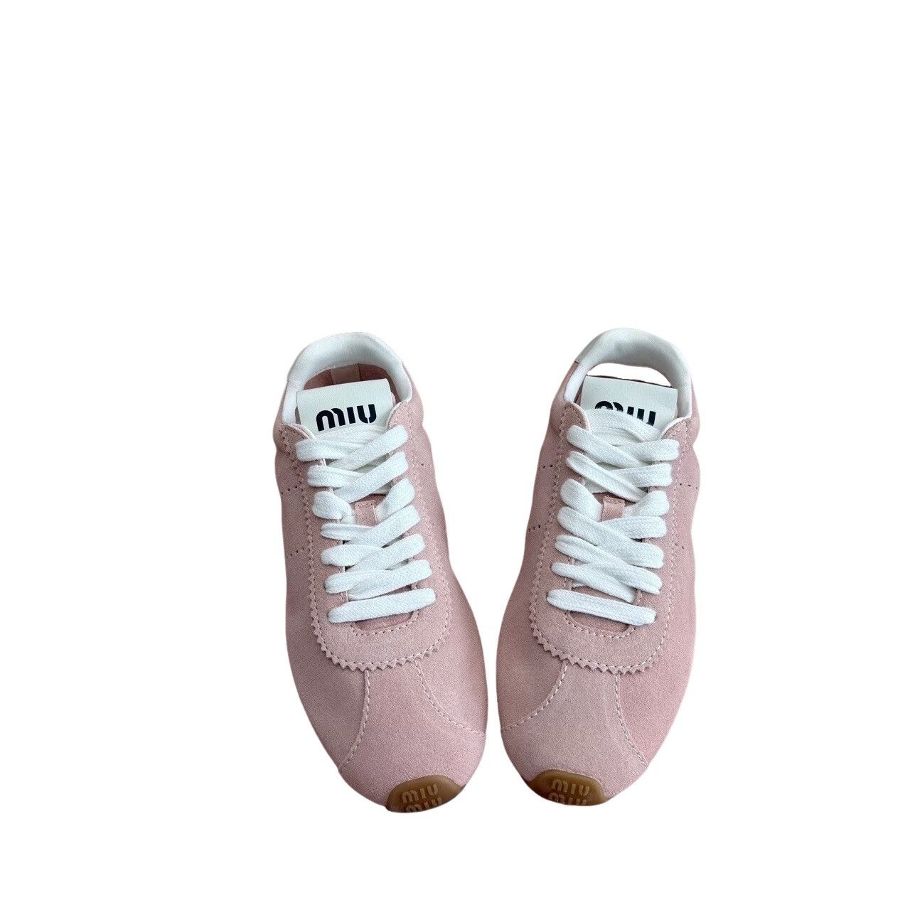 Miu Miu Miu Miu Plume Suede Low-Top Sneakers Pink Size 36 Size US 6 / IT 36 - 1 Thumbnail