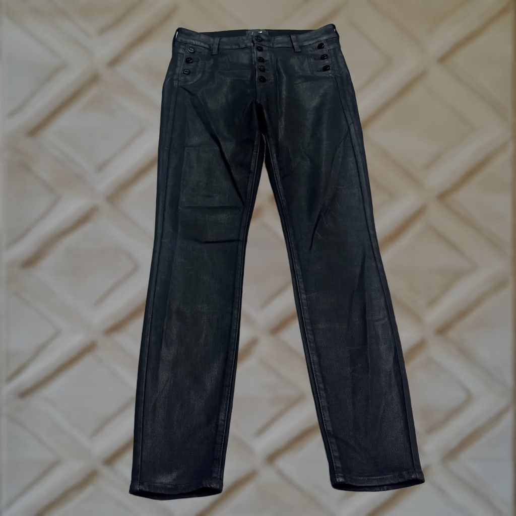 Paige Paige Emmie Ultra Skinny Jeans Womens 30 Black Coated Button Fly Stretch Denim Size 30" / US 8 / IT 44 - 1 Thumbnail