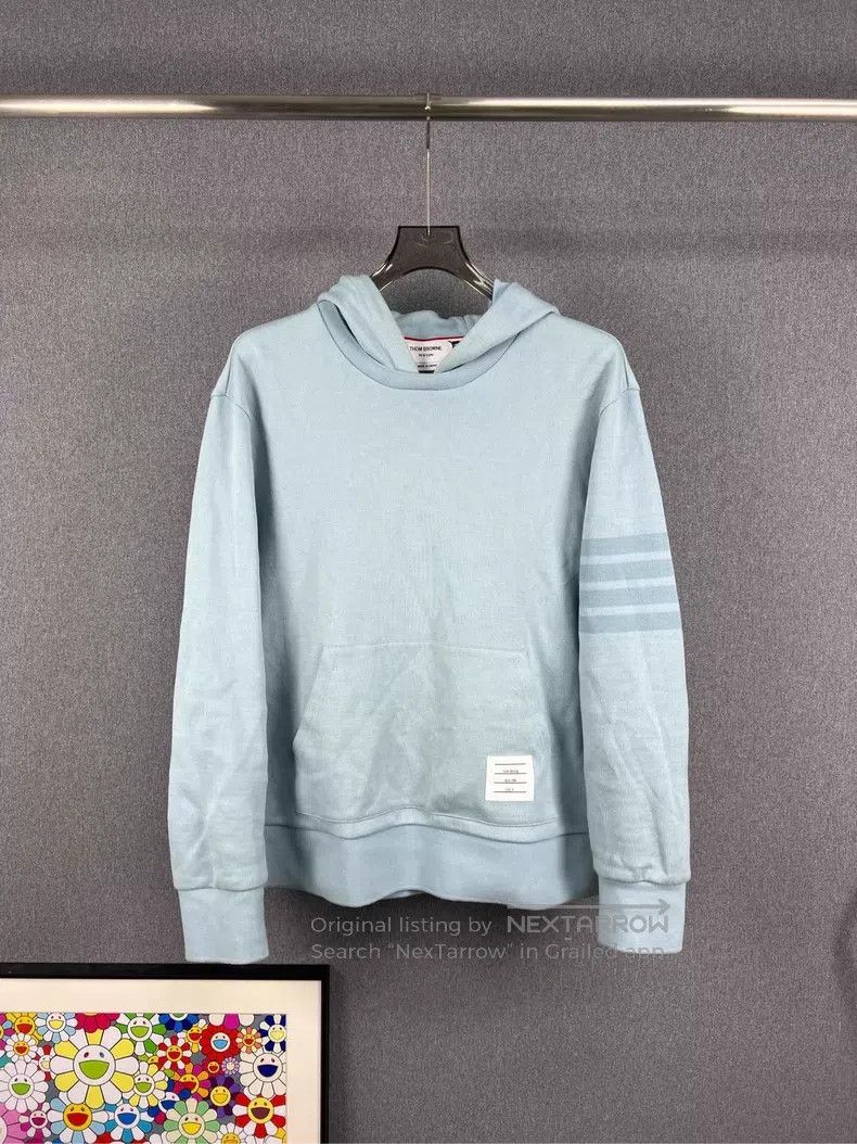 Thom Browne Thom Browne Misty Blue Knit Hooded Sweatshirt Size US XL / EU 56 / 4 - 1 Thumbnail