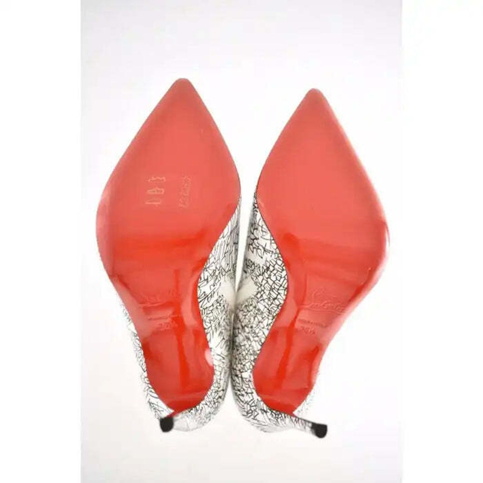 Christian Louboutin Christian Louboutin So Kate Booty 100 Black White Caligraf Size US 5.5 / IT 35.5 - 12 Thumbnail