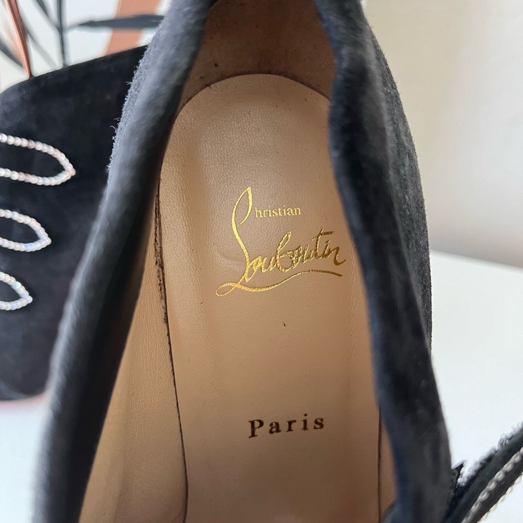 Christian Louboutin Christian Louboutin Heels Triplica Strass 100 Suede Booties Size US 9 / IT 39 - 11 Thumbnail