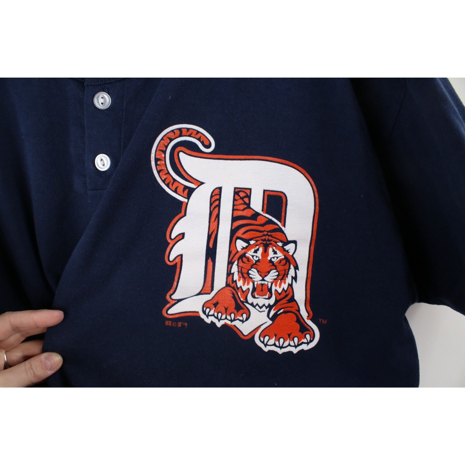 Russell Athletic × Vintage Vintage 90s Russell Athletic Detroit Tigers Henley T-Shirt Size US L / EU 52-54 / 3 - 5 Thumbnail