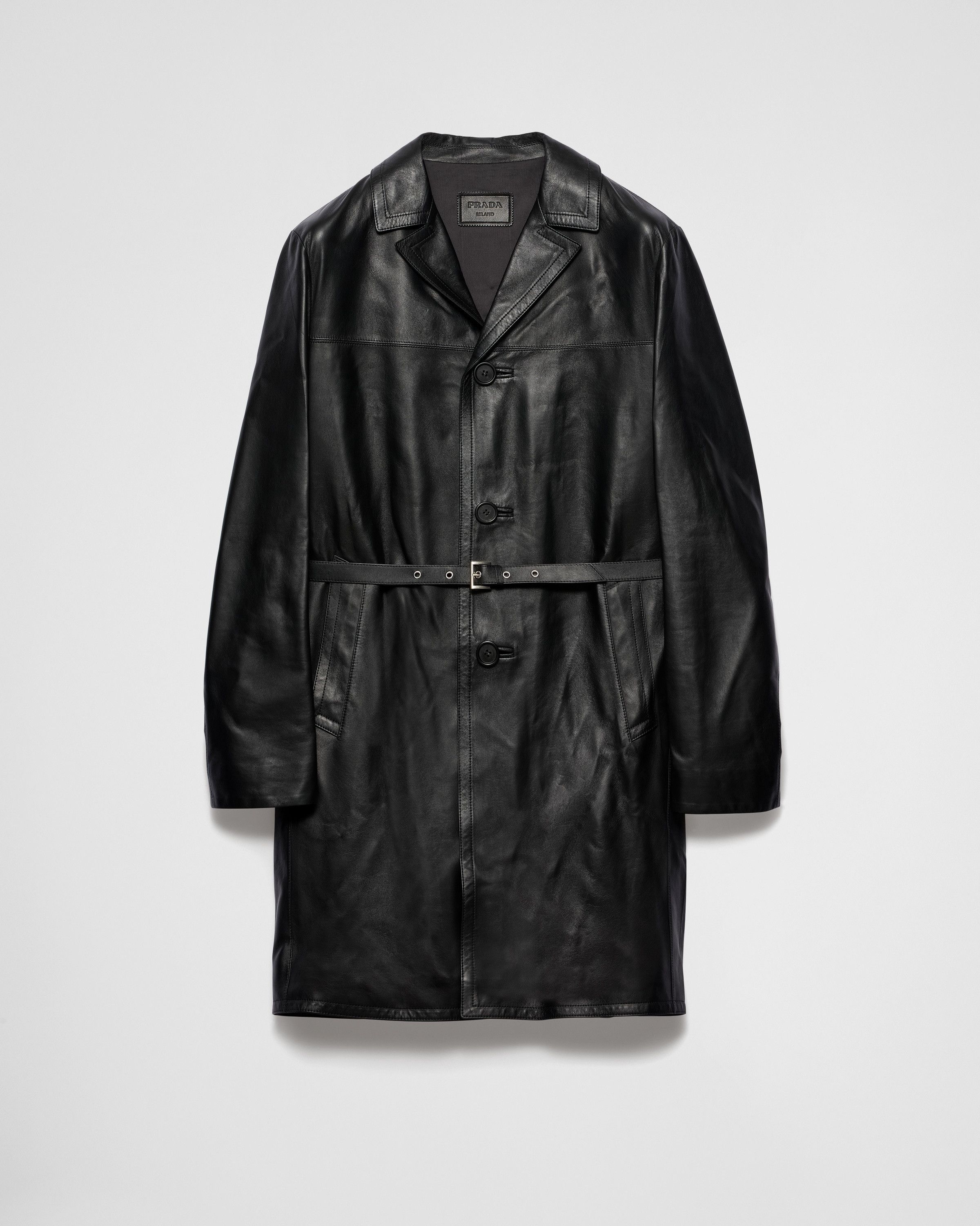 Prada o1bcso1str1025 Nappa Leather Coat in Black Size US M / EU 48-50 / 2 - 1 Thumbnail