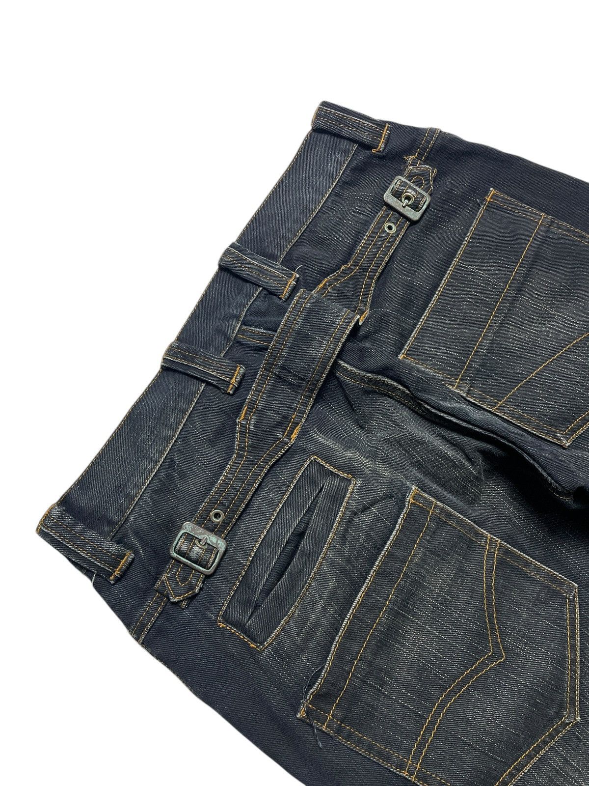 Tornado Mart 291295=Homme - Buckle Back Bikers Denim Pants Size US 31 - 18 Thumbnail