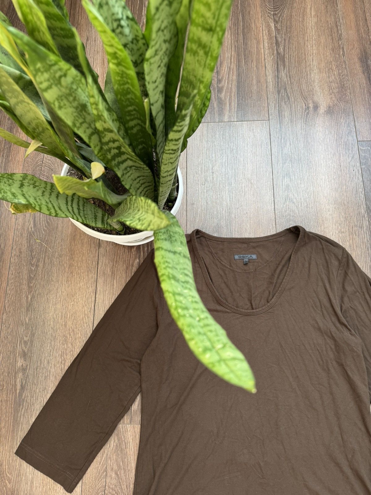 OSKA OSKA Women’s basic brown Large long sleeve t shirt Size L / US 10 / IT 46 - 2 Thumbnail