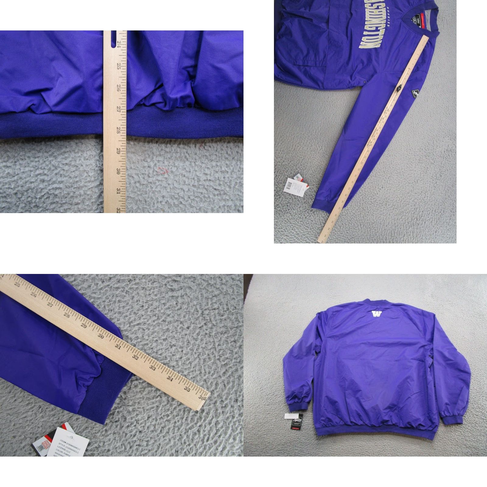 Vintage Franchise Club Jacket Men XL Purple Washington University Huskies V Neck Windbreaker Mens Size US XL / EU 56 / 4 - 8 Thumbnail