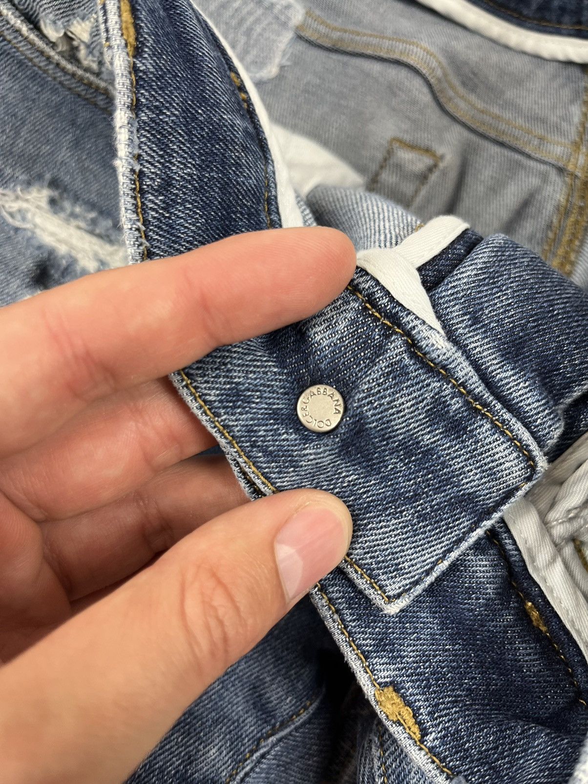Dolce & Gabbana Dolce & Gabbana Distressed Slim Fit Blue Washed Denim Pants Size US 30 / EU 46 - 13 Thumbnail