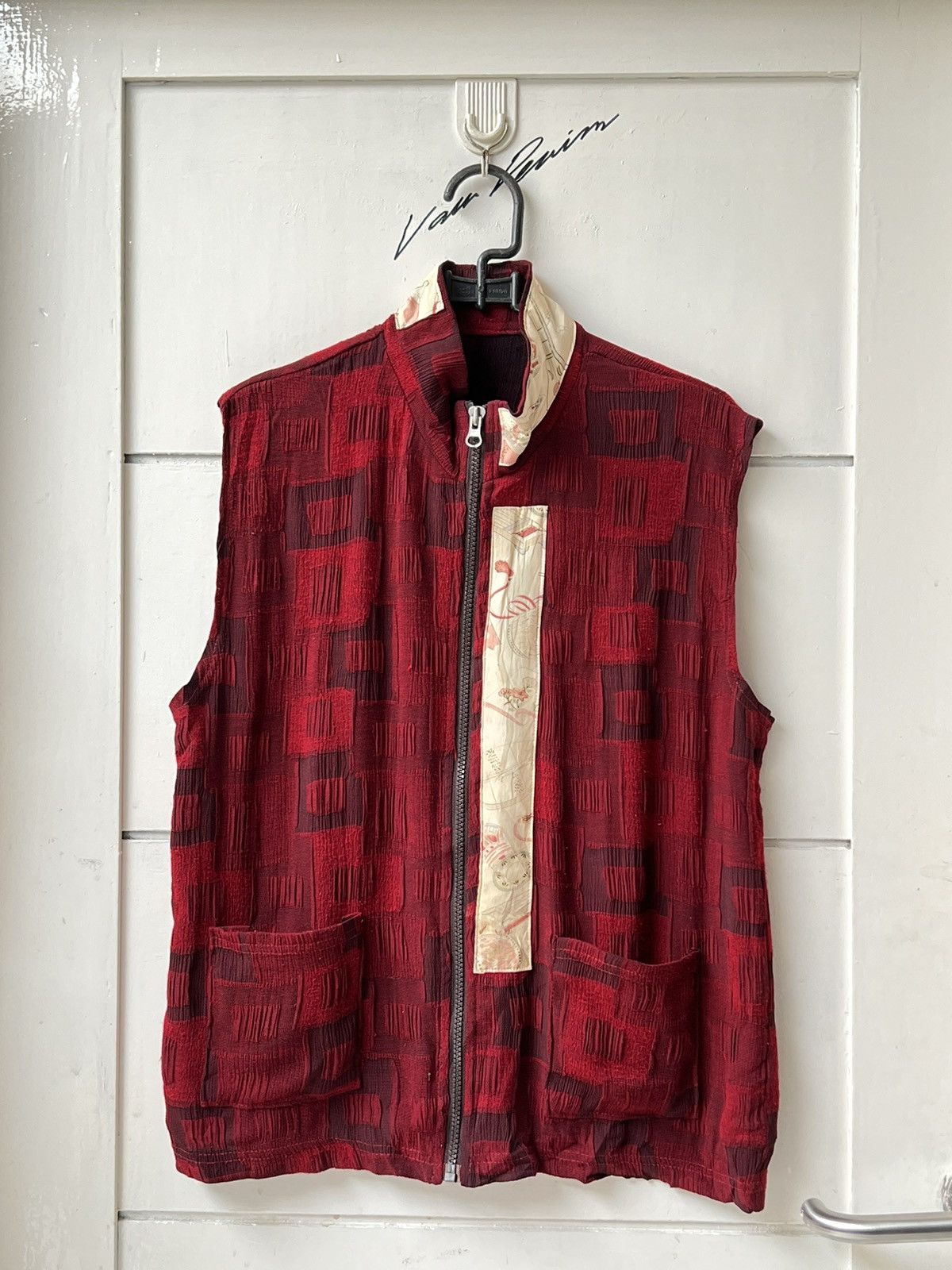 Japanese Brand Sukajan Red Zip Vest