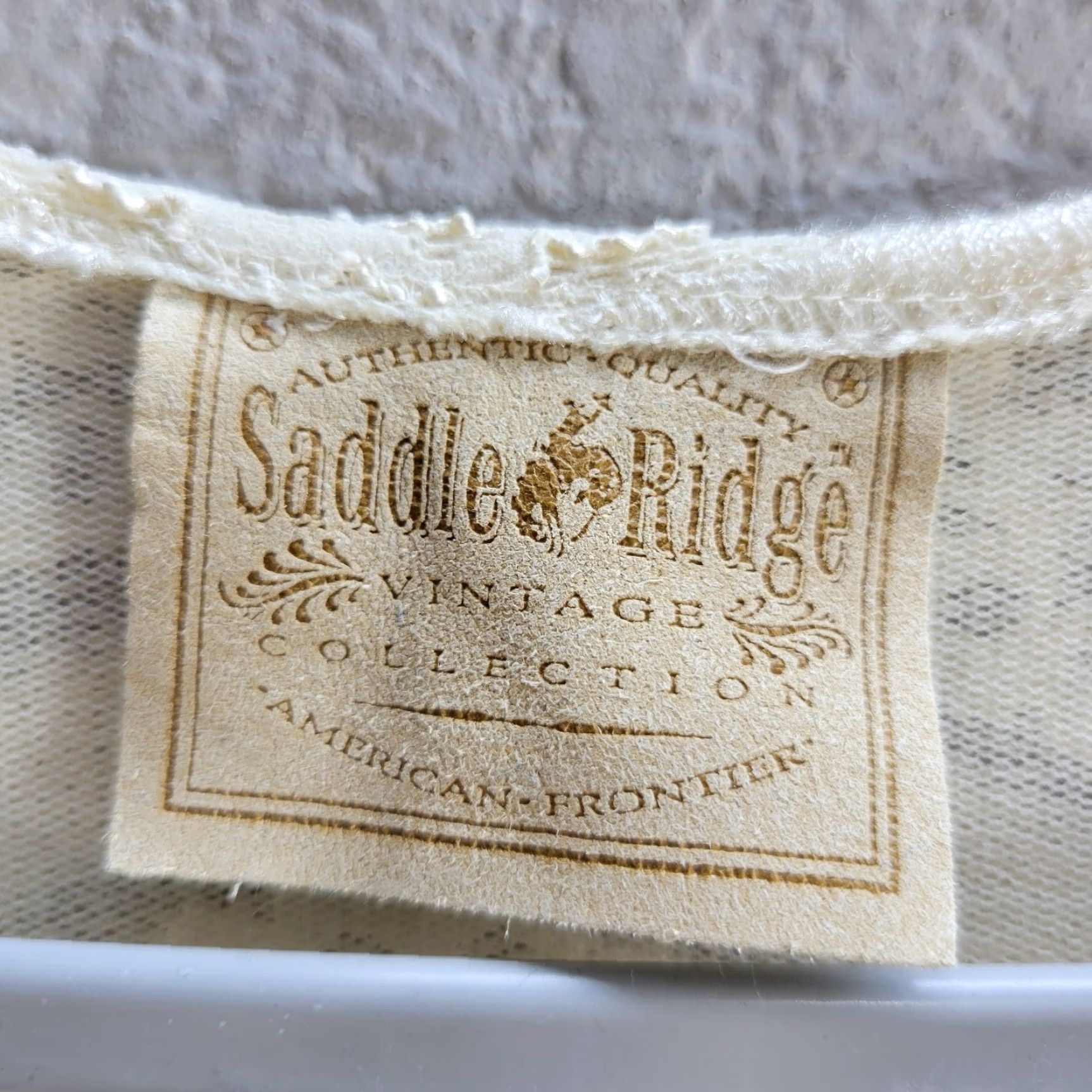 Vintage Saddle Ridge Cream Lace Studded Collar Sleeveless Top Western Nylon Rayon XL Cropped Tank Women Womens Shirt Size XL / US 12-14 / IT 48-50 - 3 Thumbnail
