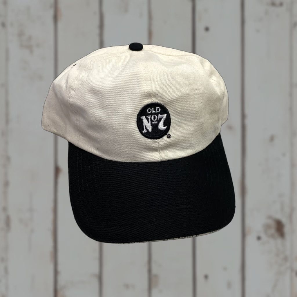 Vintage VINTAGE JACK Old No 7 Hat Cap Leather Strap Made In USA USA Leather Strap Adjustable Snapback Men One Size White Canvas Hat Cap 1990s? Size ONE SIZE - 1 Thumbnail