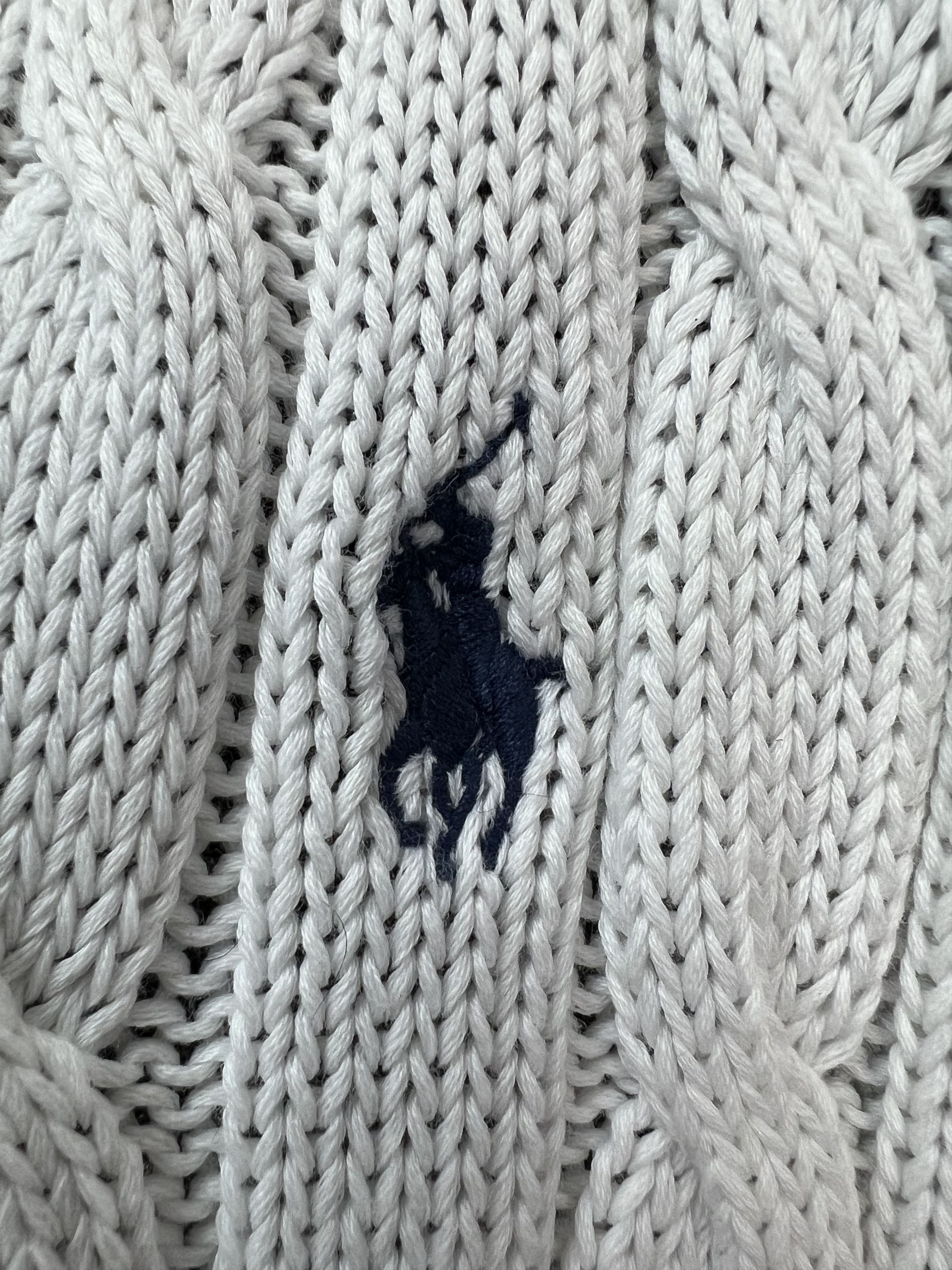 Polo Ralph Lauren Polo Ralph Lauren White Cotton Cable Knit V-Neck Sweater Size L / US 10 / IT 46 - 15 Thumbnail