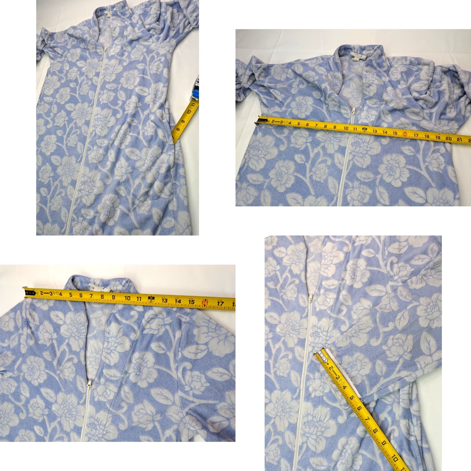 Charter Club Charter Club Robe Women L Blue Floral Full Zip Fleece Kimono Christmas Holiday Pattern Size ONE SIZE - 8 Thumbnail