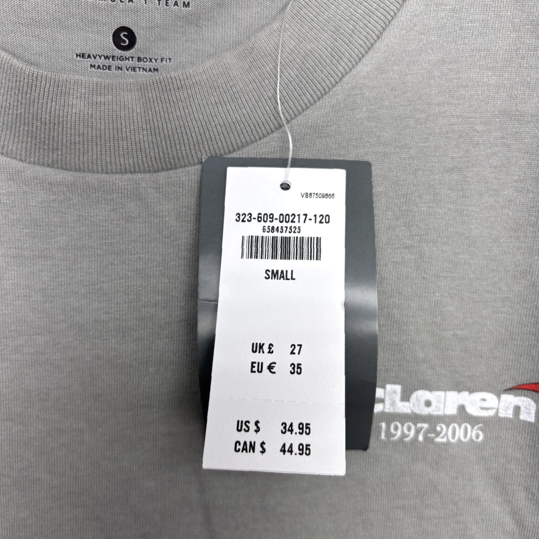 Vintage McLaren Shirt Mens Small Gray Crew Neck Cotton 2020s Moncao Tribute 1998 Notation NWT T-Shirt US Sold Online Size US S / EU 44-46 / 1 - 5 Thumbnail