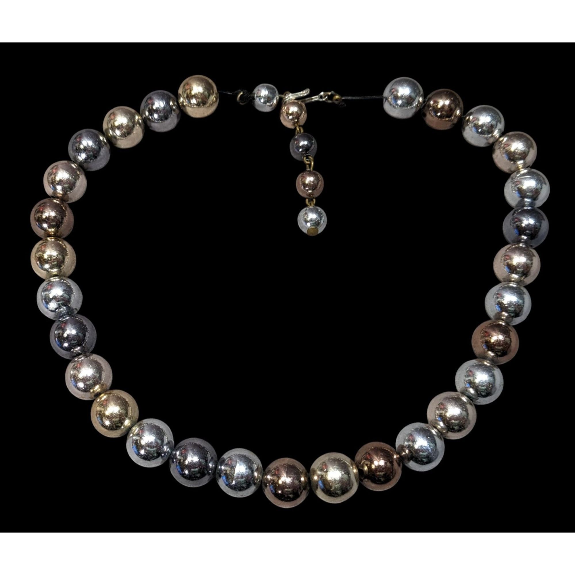 Other Vintage Multi Metallic Graduated Bead Necklace With Gold Sil Size ONE SIZE - 1 Thumbnail