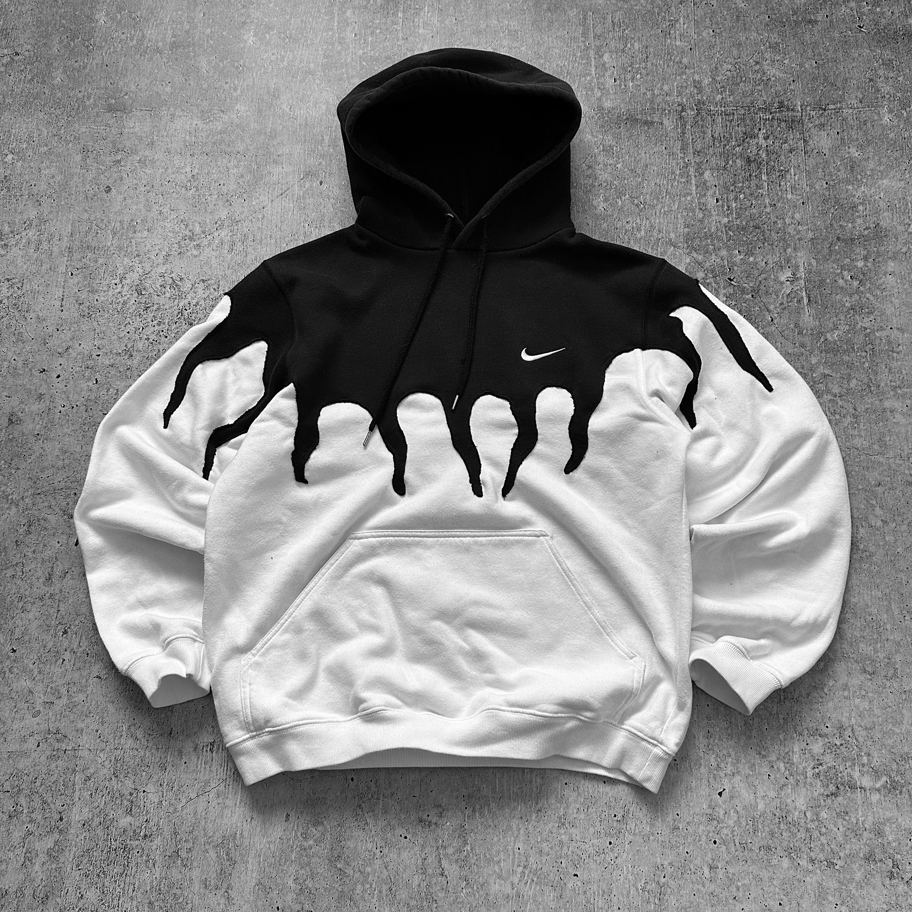 Nike Vintage Custom Nike Flames Black/White Boxy Baggy Hoodie | Grailed