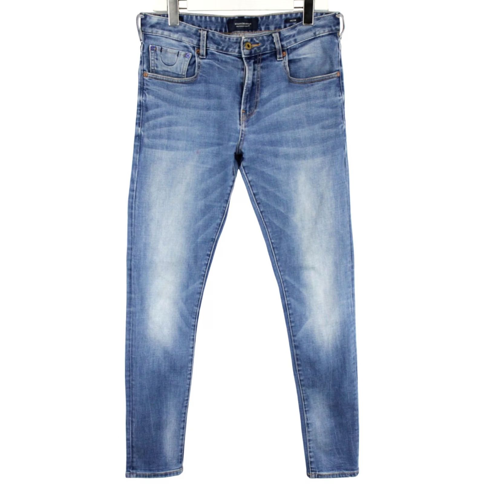 Scotch & Soda SCOTCH & SODA Skim Jeans Men's W32/L34 Slim Fit Zip Fly Stretch Whiskers Blue Size US 32 / EU 48 - 2 Thumbnail