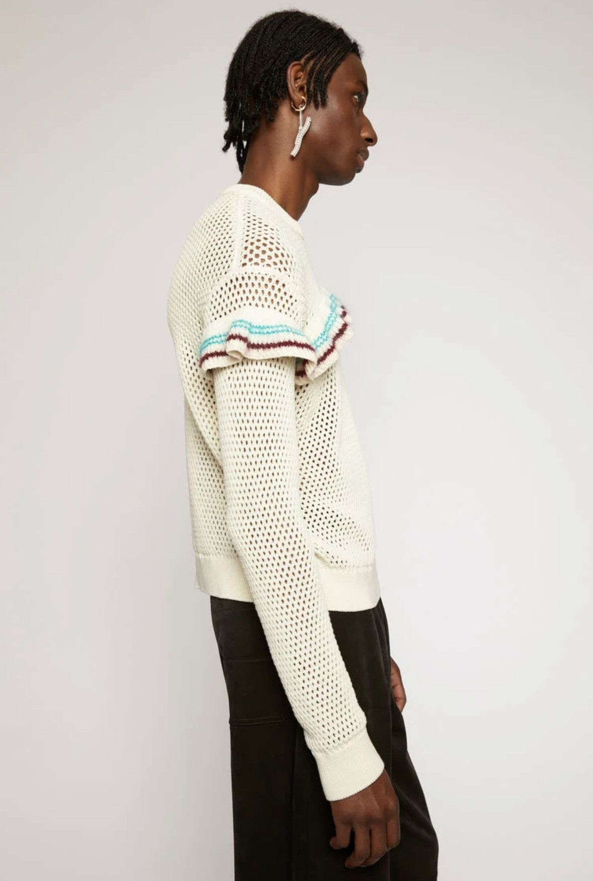 Acne Studios Acne Studios Ruffled-trim Sweater in Ecru Beige Size US M / EU 48-50 / 2 - 6 Thumbnail