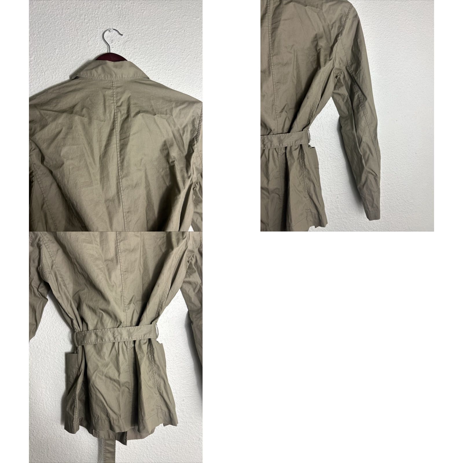 Uniqlo VINTAGE Uniqlo Womens XS Khaki Olive Button Up Lightweight Coat Cotton Belted Size XS / US 0-2 / IT 36-38 - 9 Thumbnail