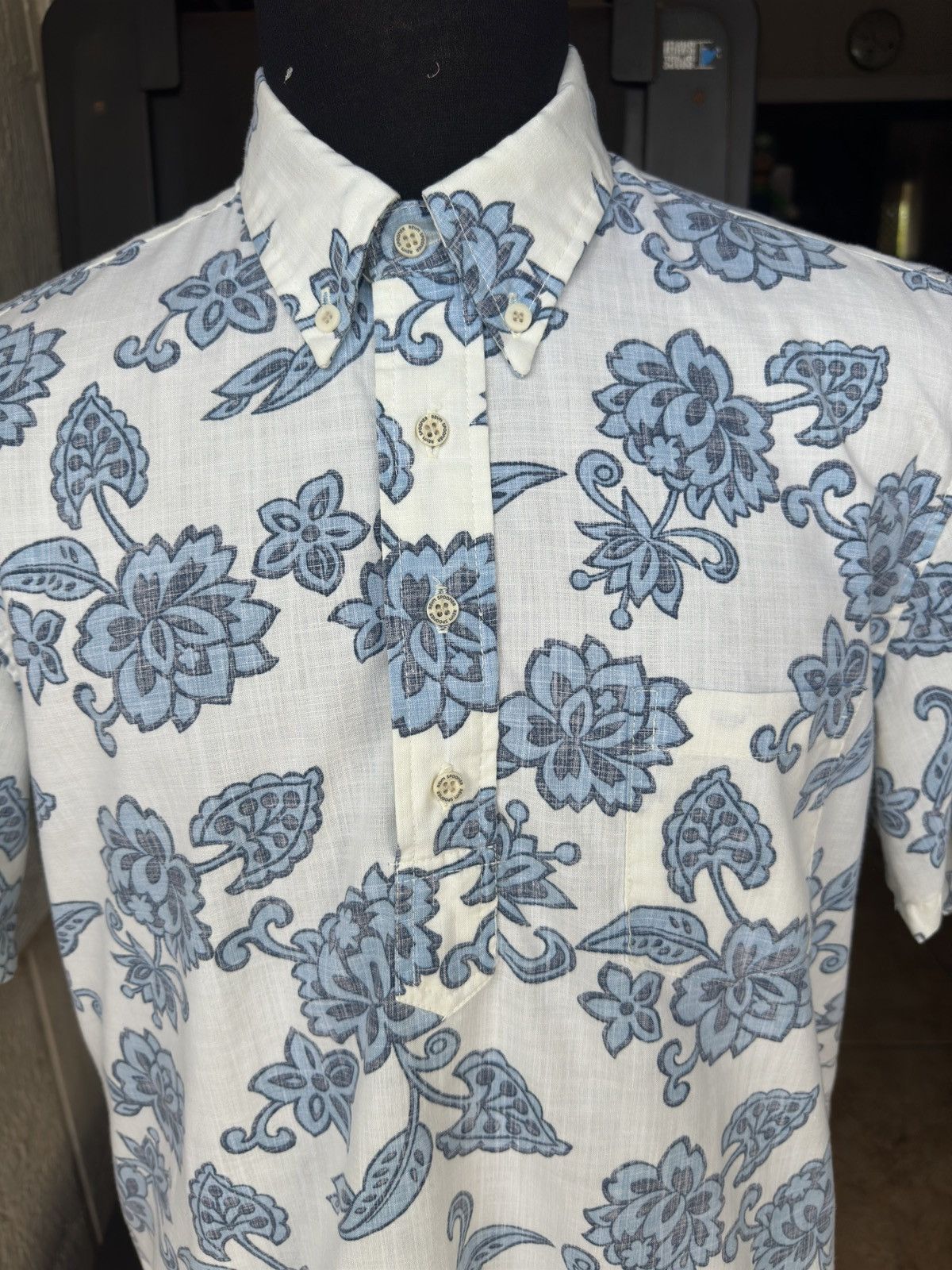 Reyn Spooner PreOwned Reyn Spooner Blue/White Hawaiian Print Men's M Size US M / EU 48-50 / 2 - 3 Thumbnail