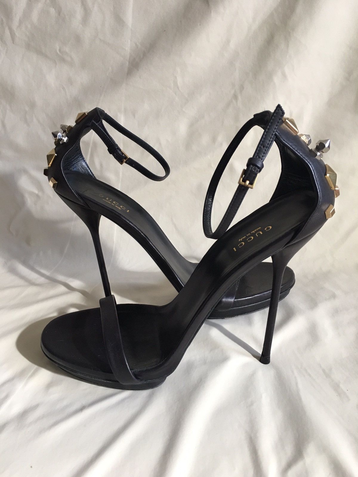 Gucci GUCCI Kinga Black Leather Heels Sandals EU 40.5 Size US 10.5 / IT 40.5 - 3 Thumbnail