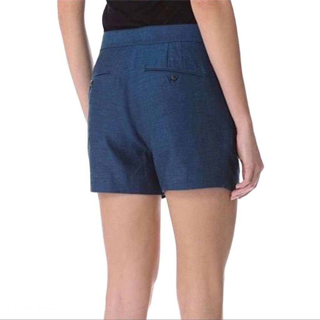 T by Alexander Wang Alexander Wang Blue Mid-Rise Pleated Linen Blend Shorts S Size 30" / US 8 / IT 44 - 3 Thumbnail