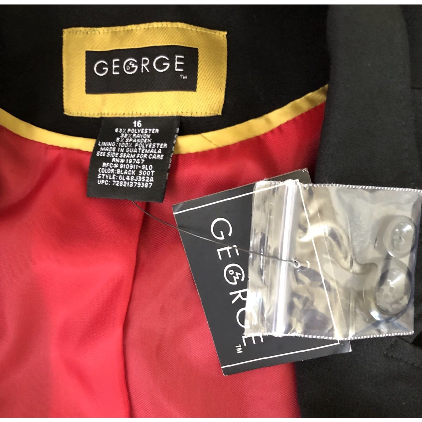 George George Blazer Jacket 16 Blk 2 Button Double Vent Lined Career Capsule Work Shirt Size XXL / US 16-18 / IT 52-54 - 4 Thumbnail