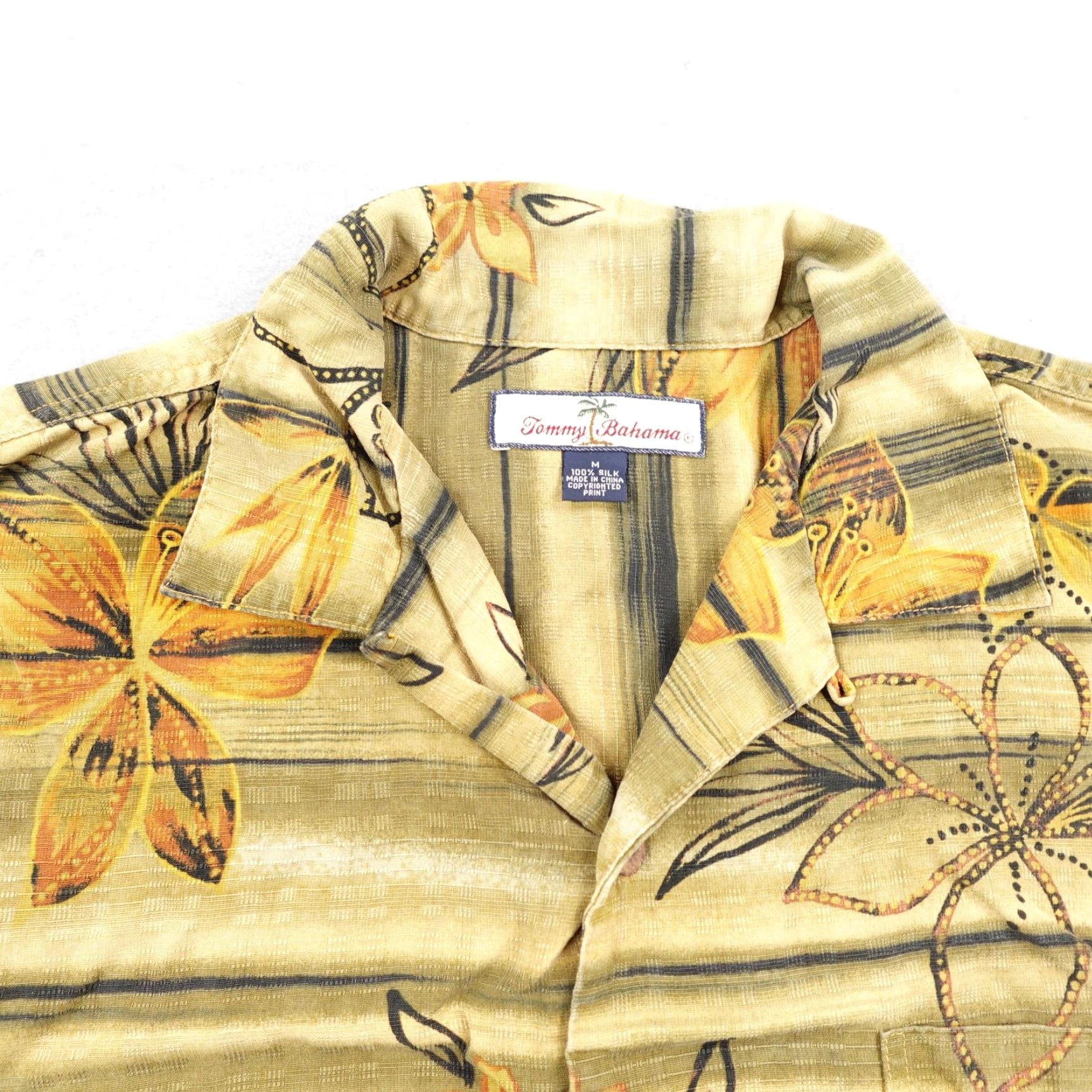 Tommy Bahama VINTAGE Tommy Bahama Shirt Mens M Yellow Tan Silk Floral Hawaiian Aloha Camp Lounge Short Sleeve Button-Up Size US M / EU 48-50 / 2 - 2 Thumbnail
