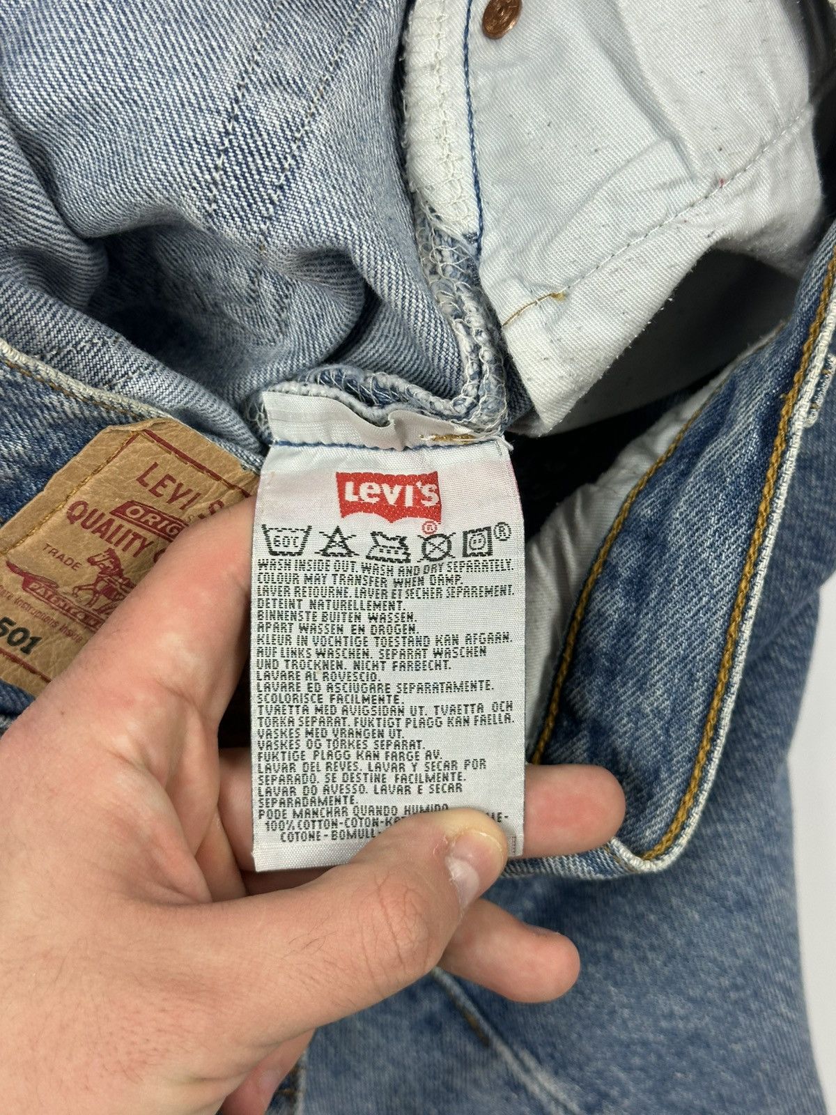 Levi's Vintage 501 Light Blue Jeans W27 L34 Made In Spain Size US 27 - 13 Thumbnail