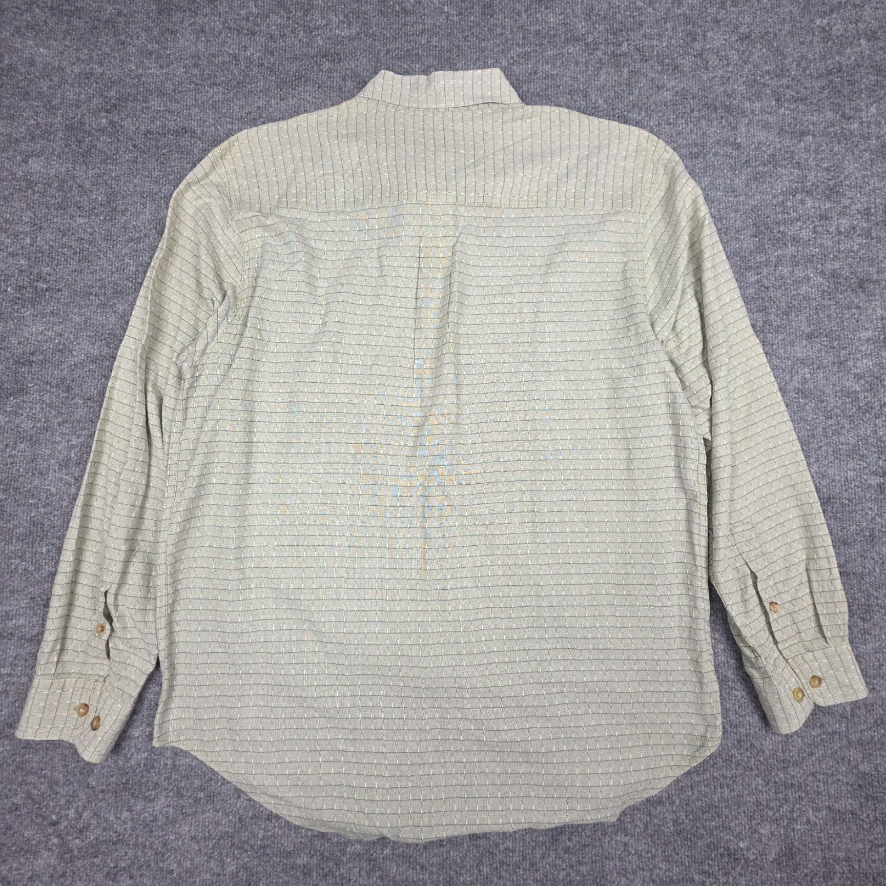 The Territory Ahead Territory Ahead Shirt Men's Large Green White Woven Textured Cotton Button-Up Short Sleeve Plaid Size US L / EU 52-54 / 3 - 3 Thumbnail