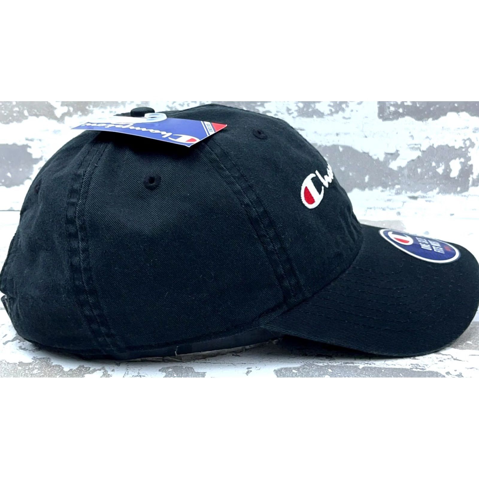 Champion Champion Hat Cap Strap Back Black White Spell Out Logo Gym Dad Baseball Adjust Size ONE SIZE - 6 Thumbnail