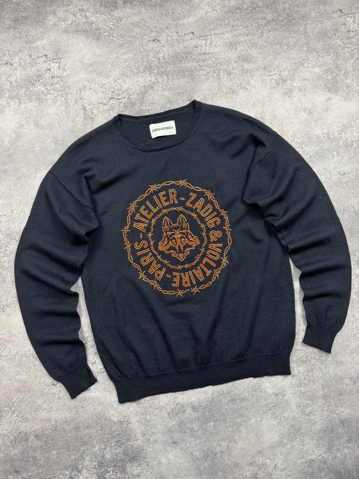 Zadig & Voltaire Zadiq & Voltaire Sweater Navy Jumper Big Logo Streetwear Size US M / EU 48-50 / 2 - 4 Thumbnail
