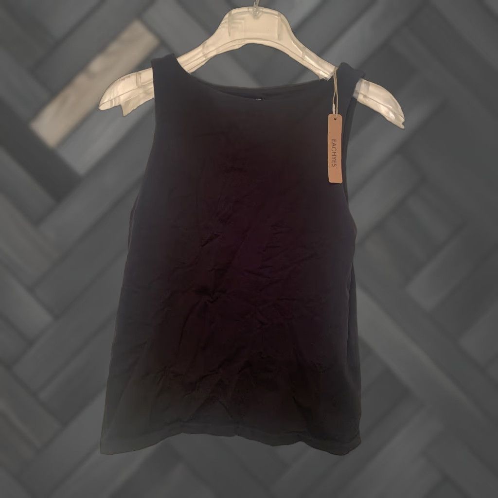 Vintage Eachyes Womens Tank Top Boat Neck Seamless Sleeveless Black Medium Size Small Size S / US 4 / IT 40 - 1 Thumbnail