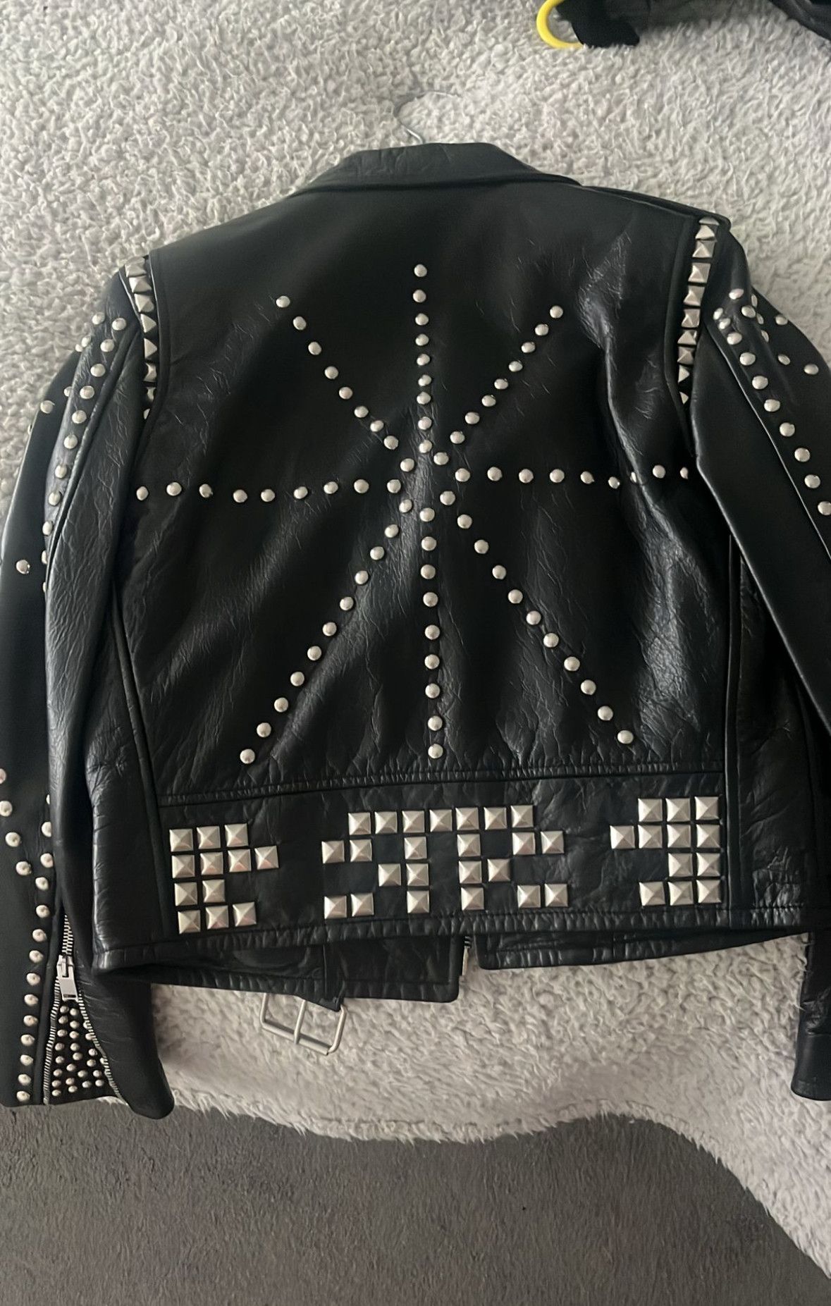 Yves Saint Laurent 16Fw Cow Leather Rivet Zip Jacket Hedi Slimane Size XS / US 0-2 / IT 36-38 - 4 Thumbnail