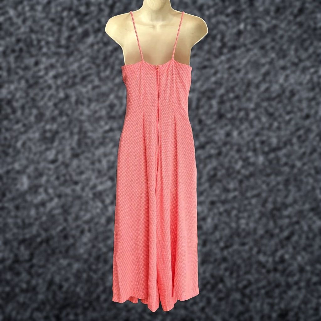 Vintage VINTAGE Rampage Pink Polka Dot Jumpsuit Romper XS/S Cropped 90s Wide Leg Sleeveless Zip Womens One-Piece Casual Spring Summer Size 26" / US 2 / IT 38 - 1 Thumbnail