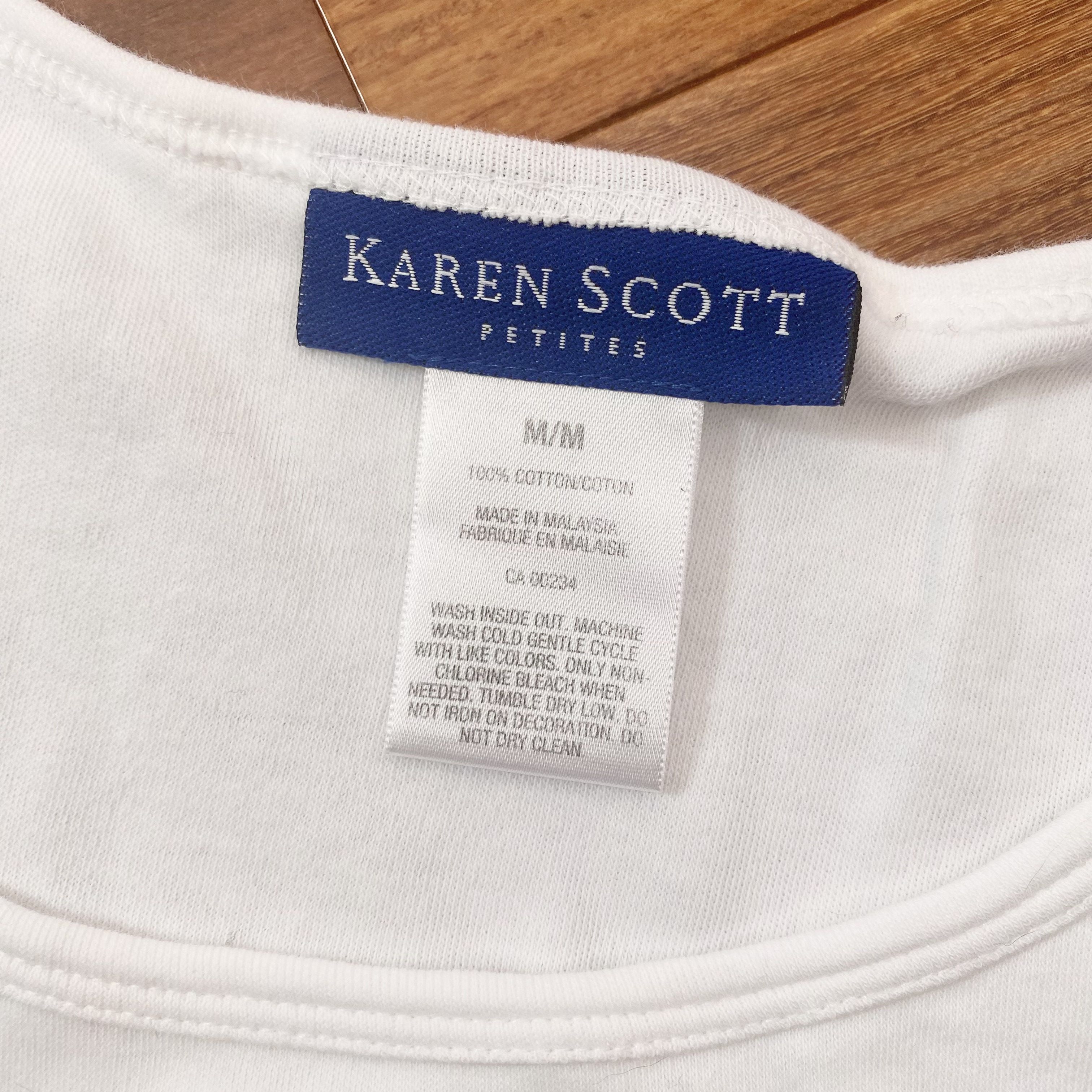 Vintage Karen Scott - White Glitter Fish Camisole T-Shirt Size M / US 6-8 / IT 42-44 - 6 Thumbnail