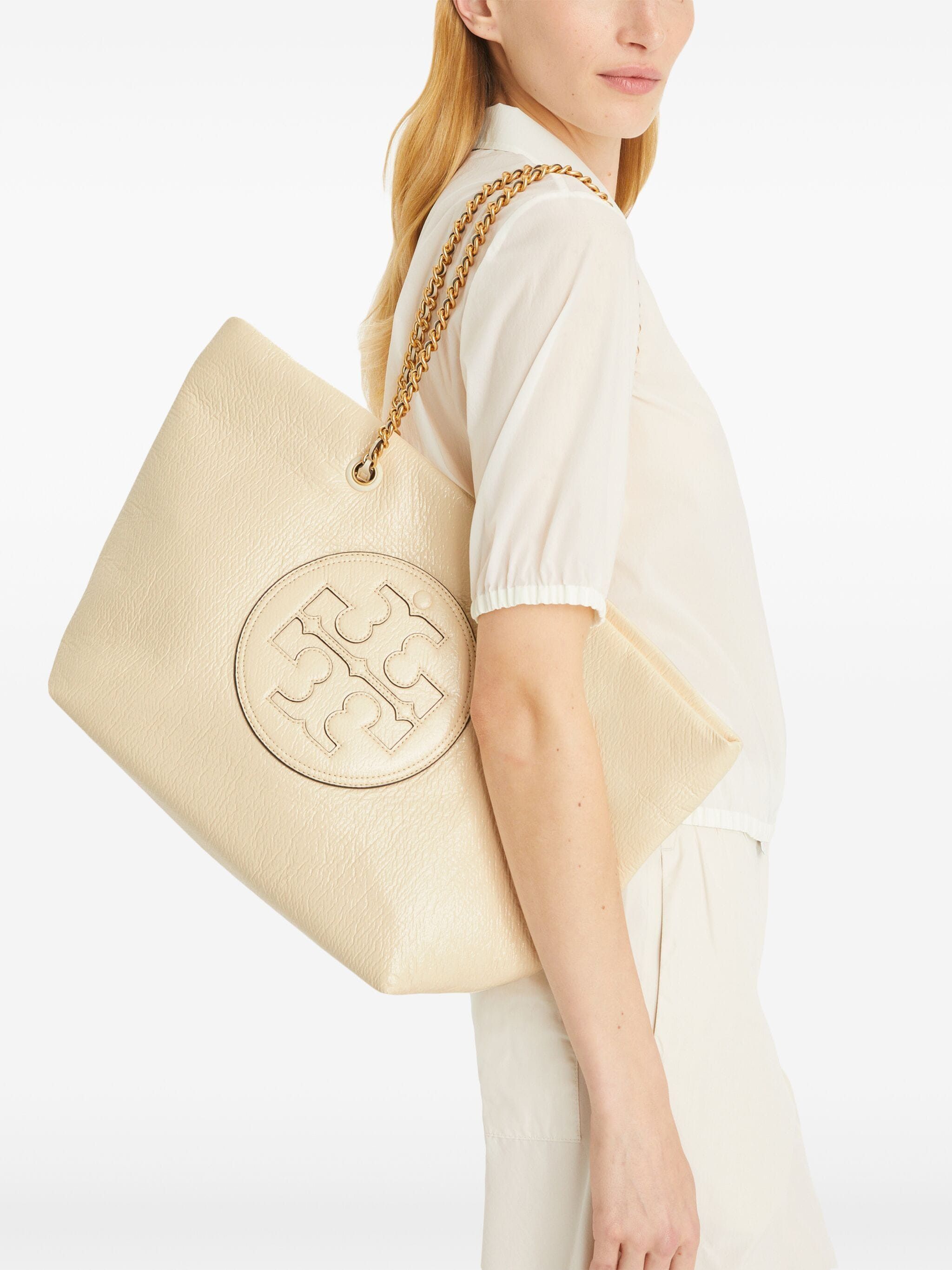 Tory Burch o1s22i1n1024 Size: OS / Crinkled Ella Shopping Bag in Ivory Size ONE SIZE - 2 Thumbnail