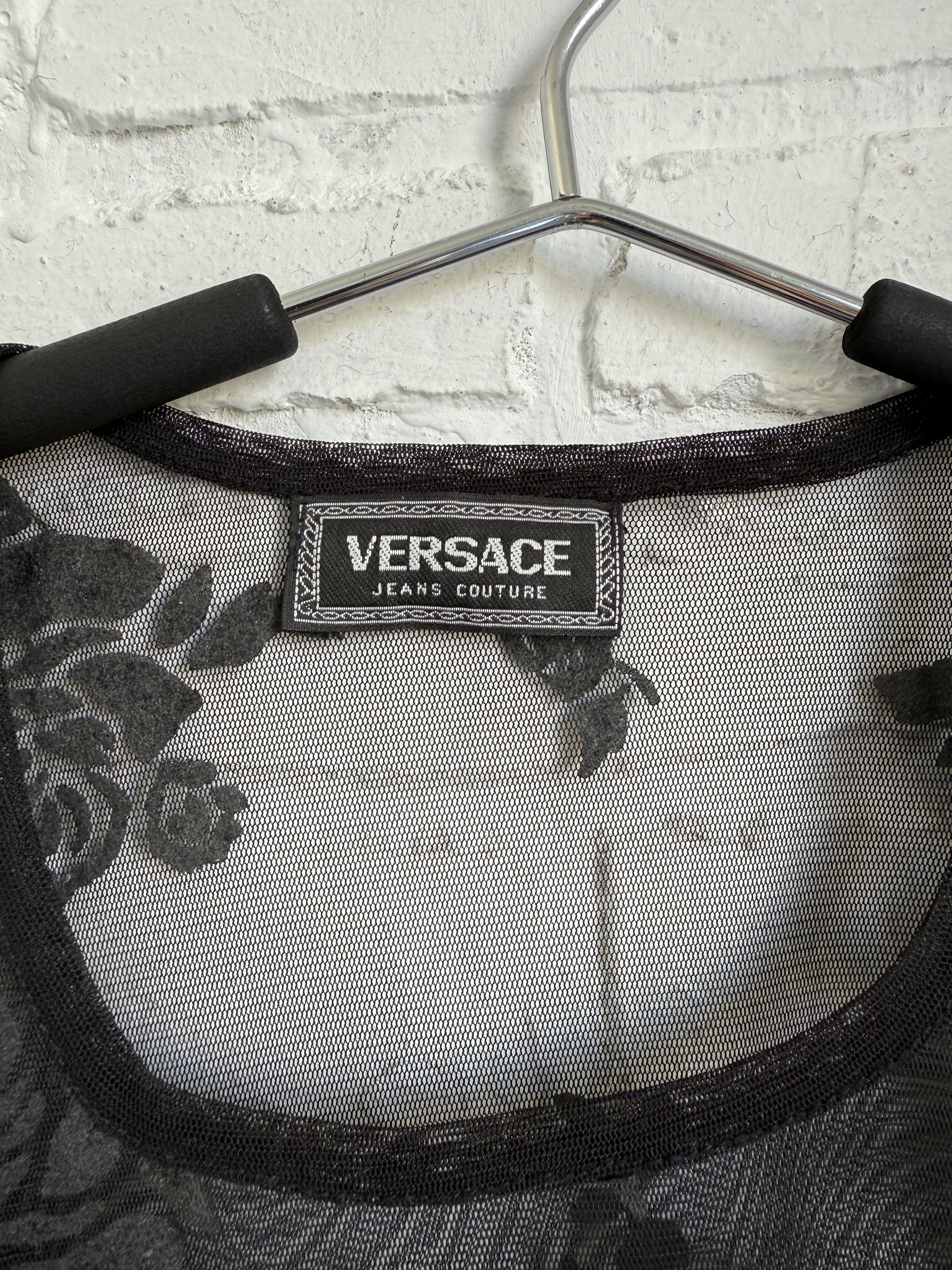Versace × Vintage Vintage 90s Versace floral mesh top y2k Size M / US 6-8 / IT 42-44 - 5 Thumbnail