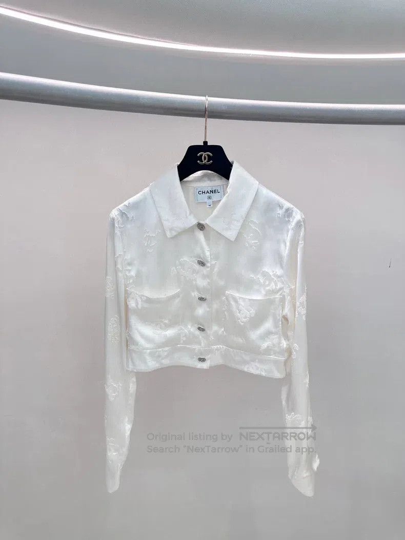 Chanel Chanel White silk jacket Size S / US 4 / IT 40 - 1 Thumbnail