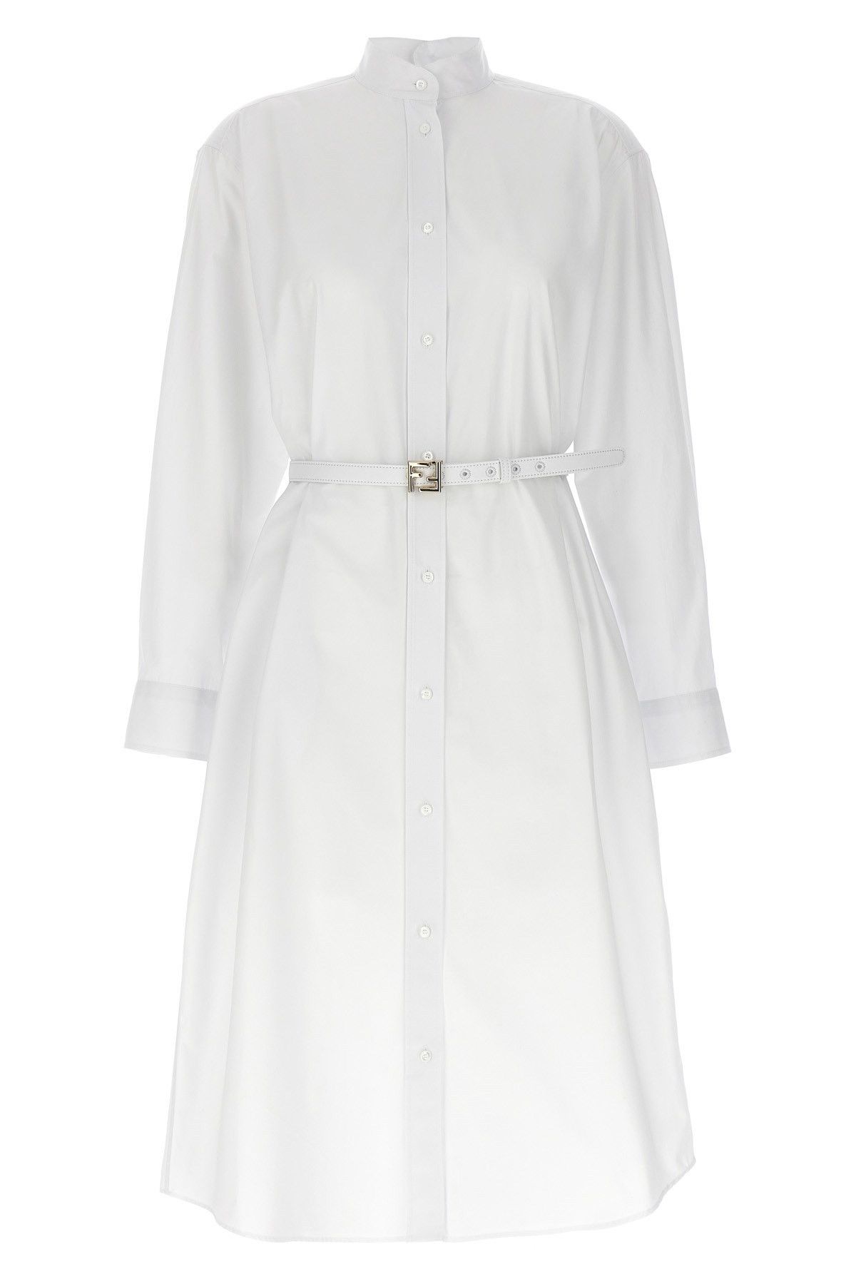 image of Fendi 'ff' Shirt Dress in White, Women's (Size Medium)