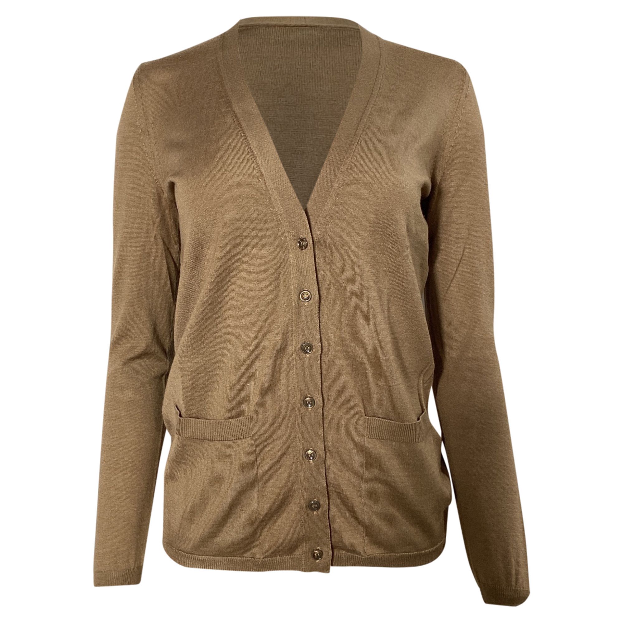 Saint Laurent Paris Saint Laurent V-neck Cardigan in Beige Cashmere Size S / US 4 / IT 40 - 1 Thumbnail