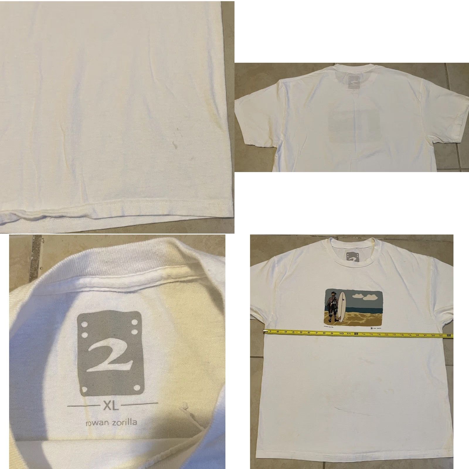 Quartersnacks Rowan Zorilla 2 Riser Pads Faded Shirt XL White T-Shirt Skateboarding Quartersnacks Distressed 90s Y2K Mens Shirt Size US XL / EU 56 / 4 - 9 Thumbnail