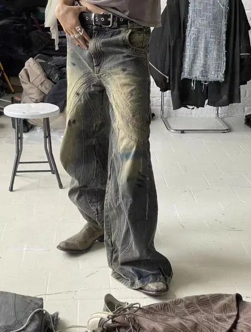 Japanese Brand × Jean Heavy-duty washed distressed faded micro-flare jeans Size US 32 / EU 48 - 3 Thumbnail