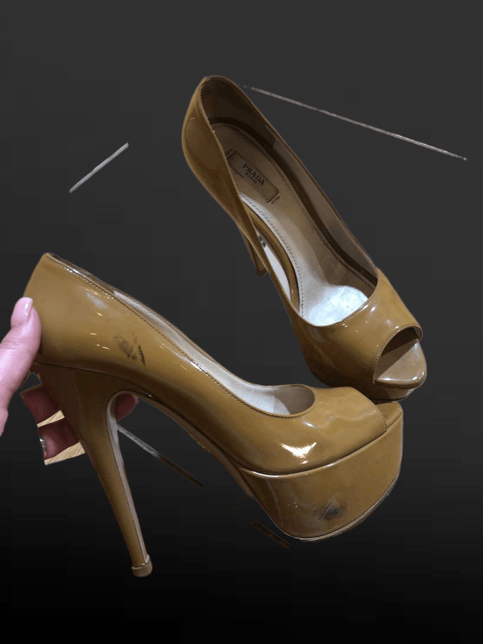 Prada PRADA Luxury Patent Leather Peep Toe Stiletto Heels Platform Size US 9 / IT 39 - 1 Thumbnail