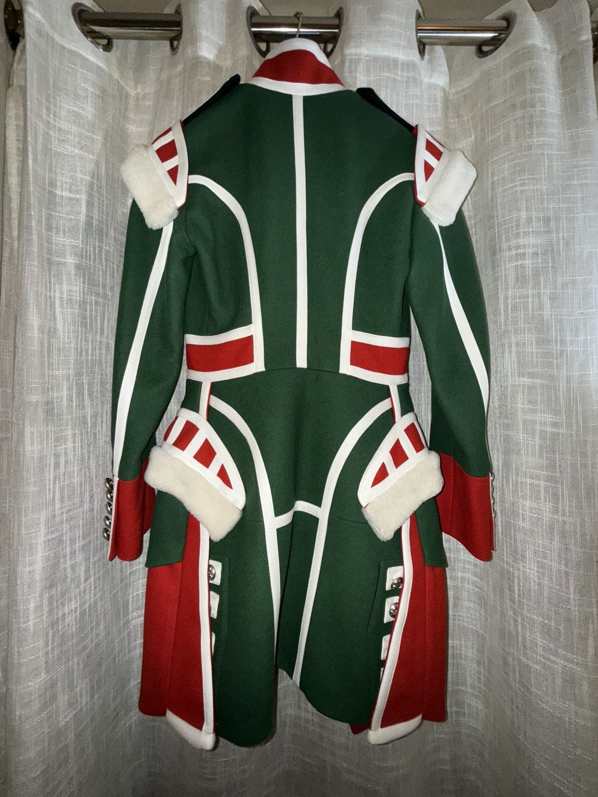 Burberry Burberry Wool Ceremony Coat with Red & Green Sheepskin Trim Size XS / US 0-2 / IT 36-38 - 10 Thumbnail