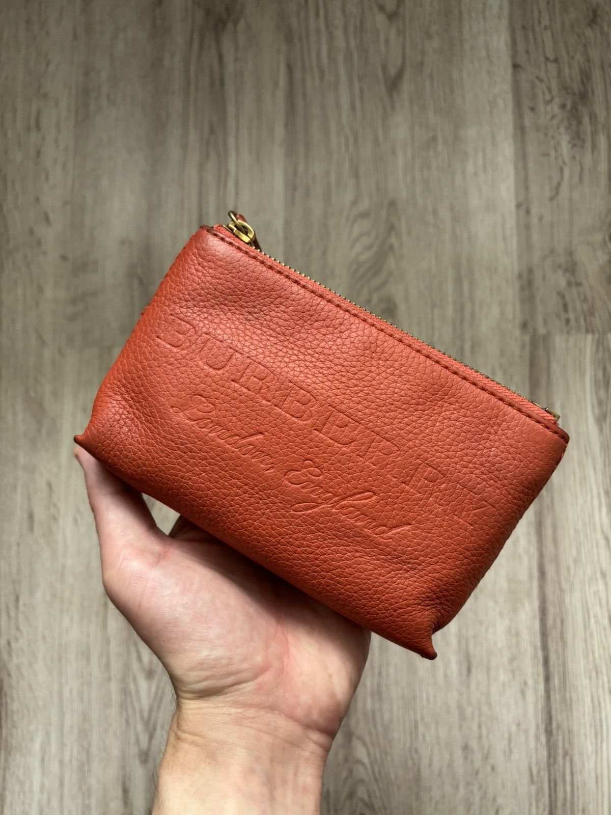 Burberry Burberry Orange Grain Leather Cosmetic Pouch – ROSCROM215CR Size ONE SIZE - 1 Thumbnail