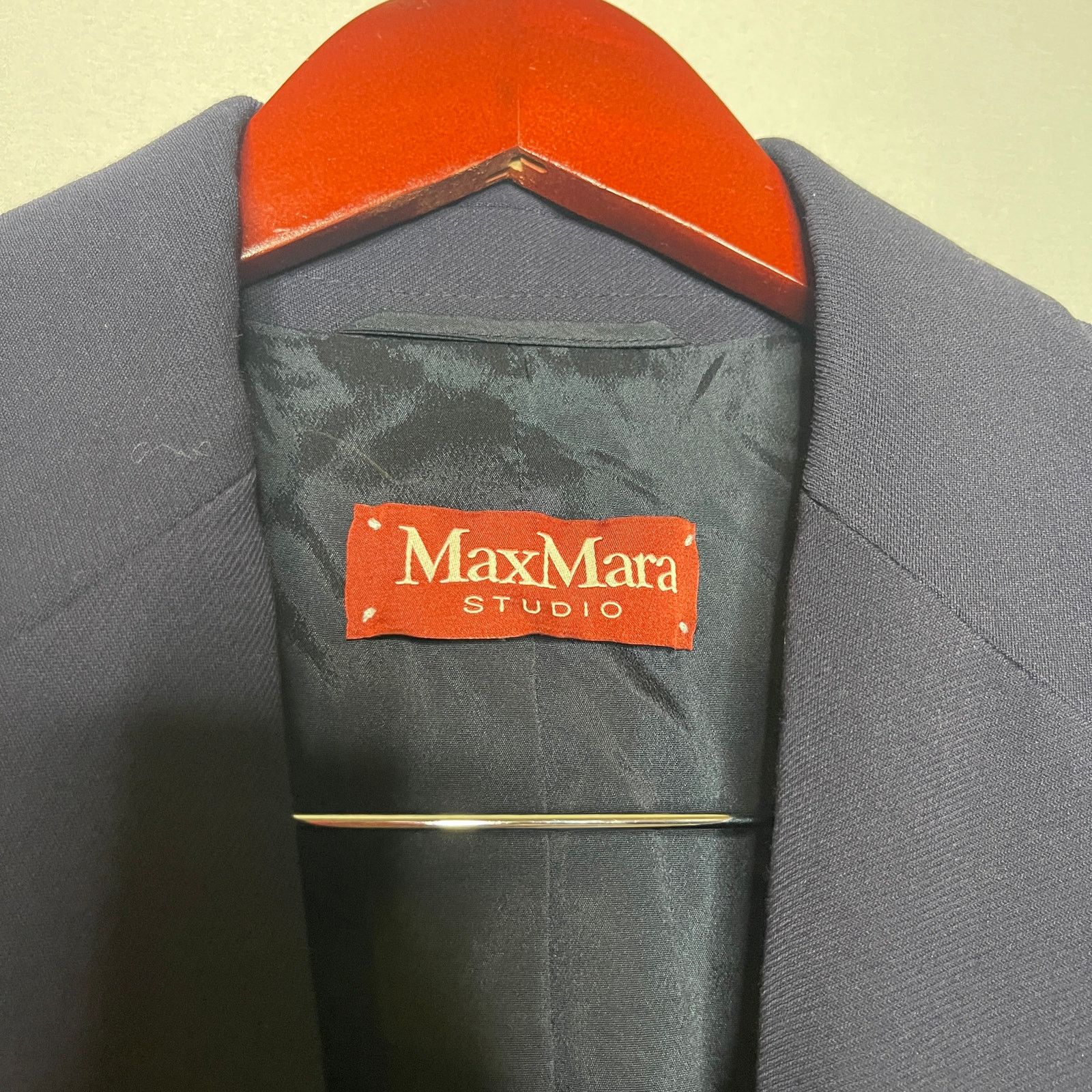 Max Mara MAX MARA Studio Navy Blue single-breasted new wool blazer 10 Size L / US 10 / IT 46 - 2 Thumbnail