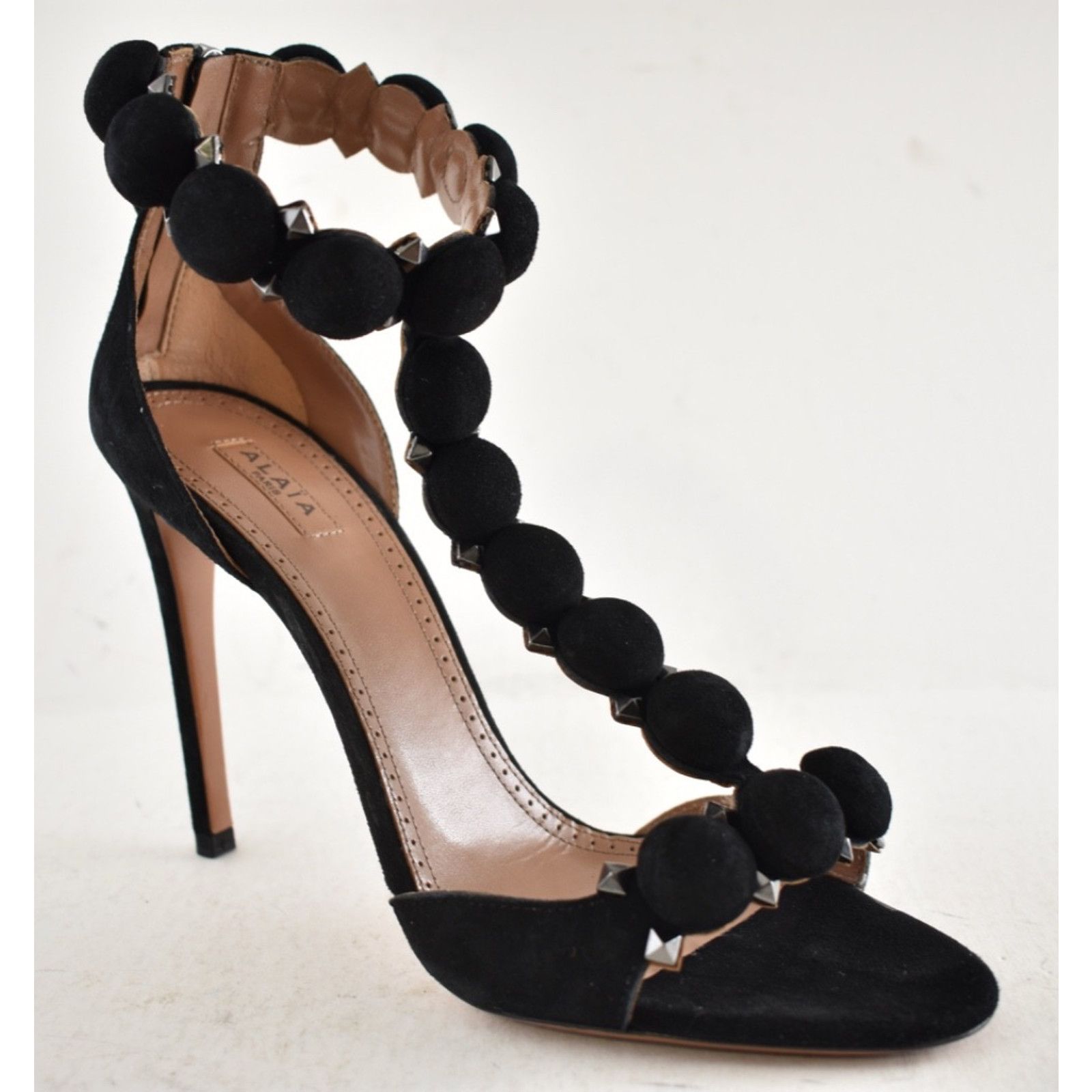 Alaia Alaia Bombe 110mm Black Suede Ankle T Strap Sandal 39.5 Size US 9.5 / IT 39.5 - 5 Thumbnail