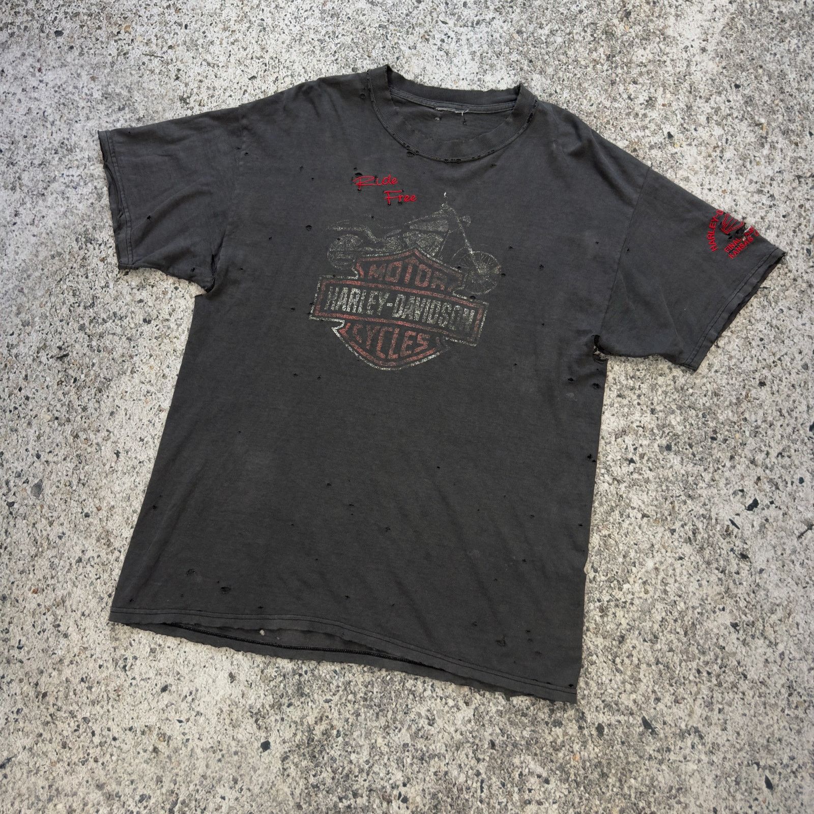 Harley Davidson Harley Davidson Thrashed Distressed Tee ERD Grunge Biker Size US XL / EU 56 / 4 - 5 Thumbnail