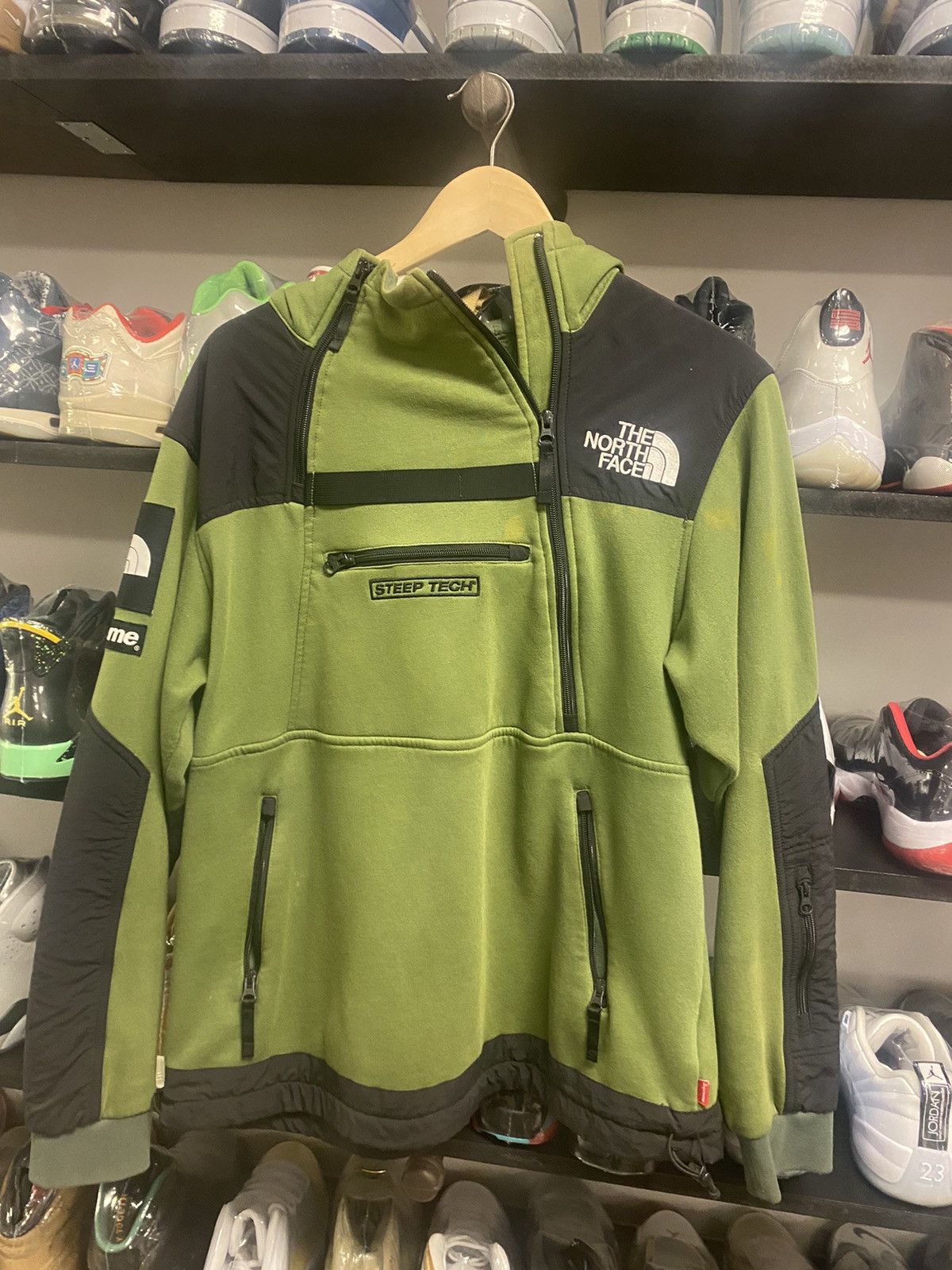 image of North Face Supreme Olive Large Steep Tech in Green, Men's