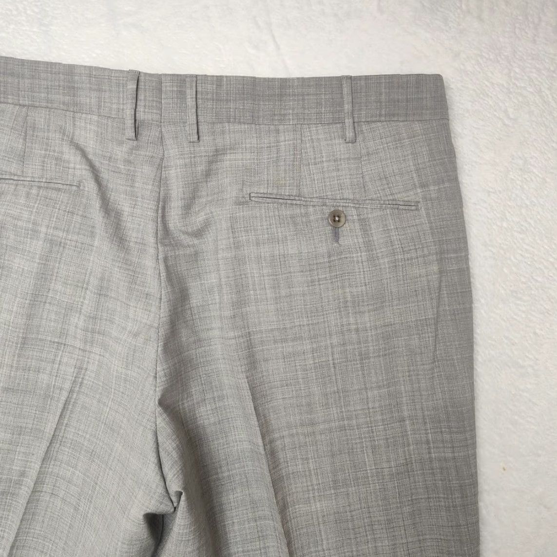 Zanella Pants Mens 36x30 Gray Wool Check Dress Flat Front Stretch Parker Italy